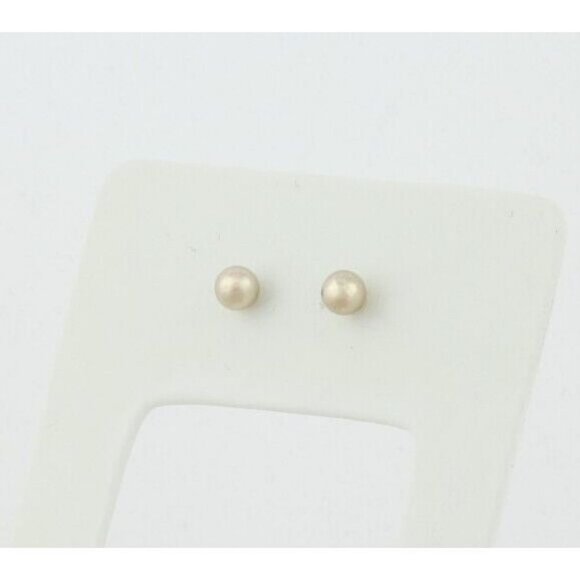 14k Yellow Gold 4.8mm Ball Bead Earrings Stud Post - Picture 7 of 8